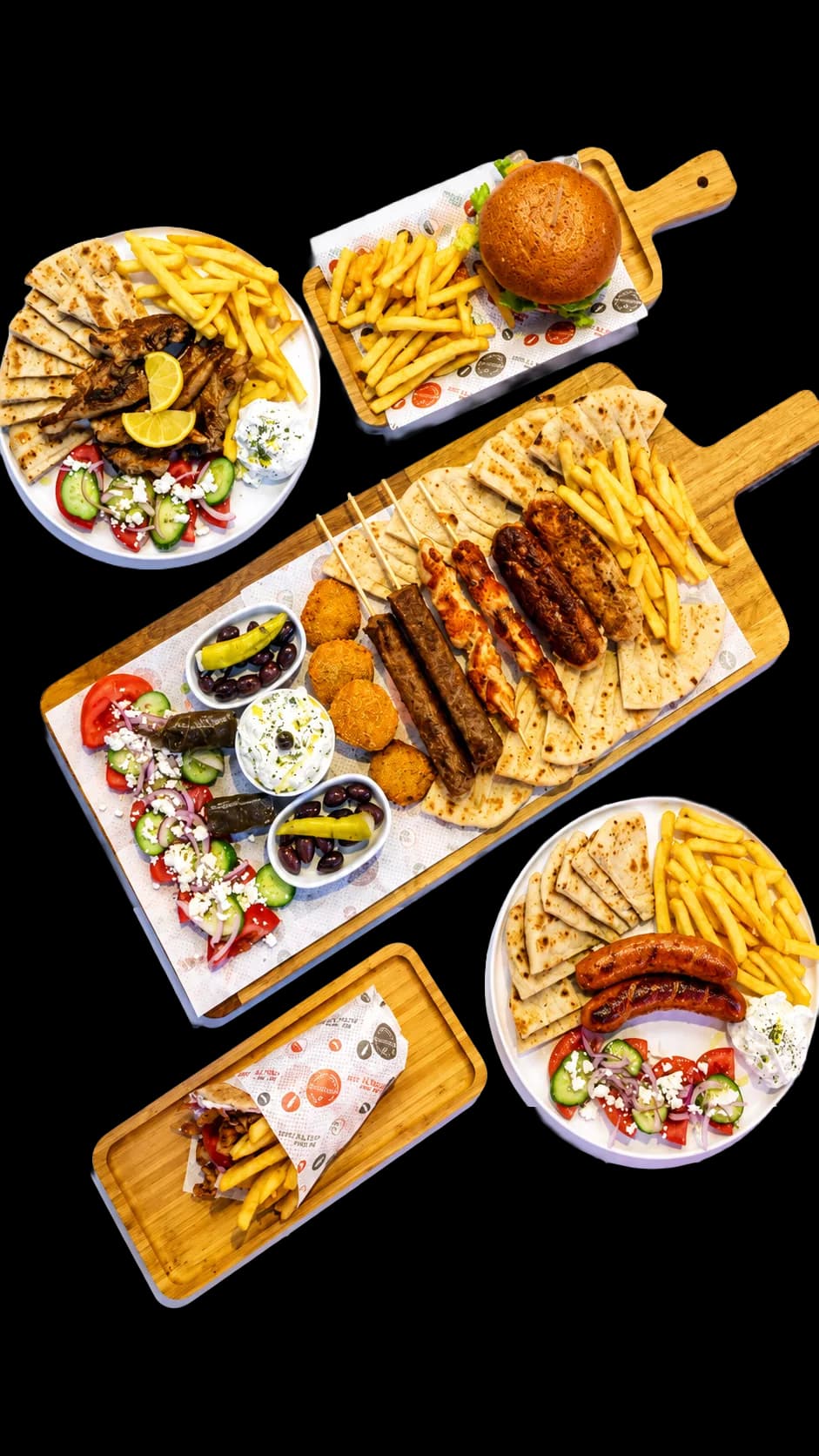 Selezione di piatti greci del ristorante Zorbas